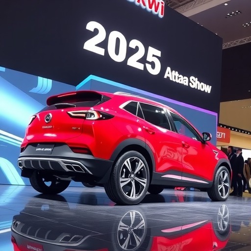 2025成都车展：问界新M5 Ultra跃影红实车亮相