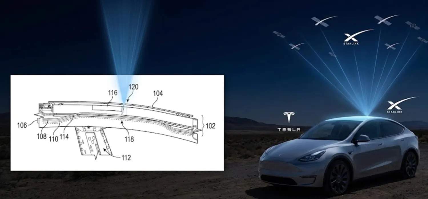 特斯拉申请新专利，拟将星链卫星天线集成至车辆内部